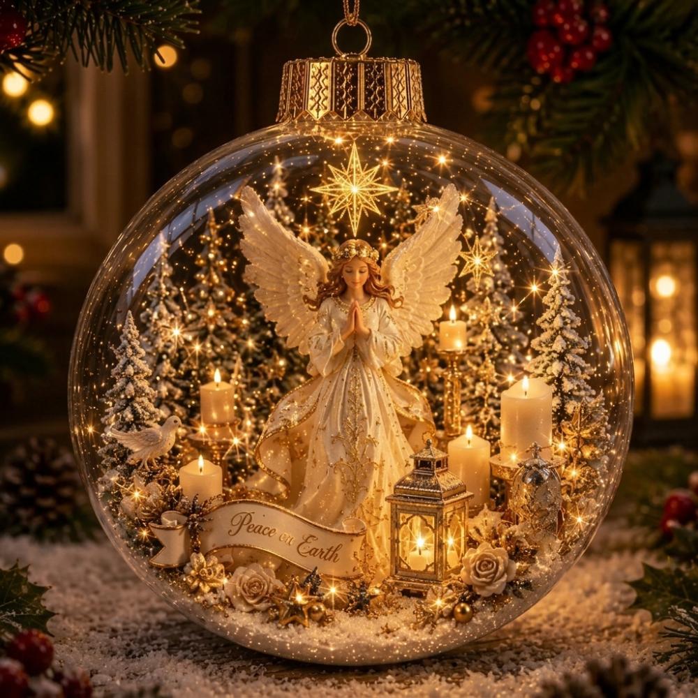 Vintage Winter Transparent Snow Scene Bauble Clear Christmas Sphere Decor Fireplace Hanging