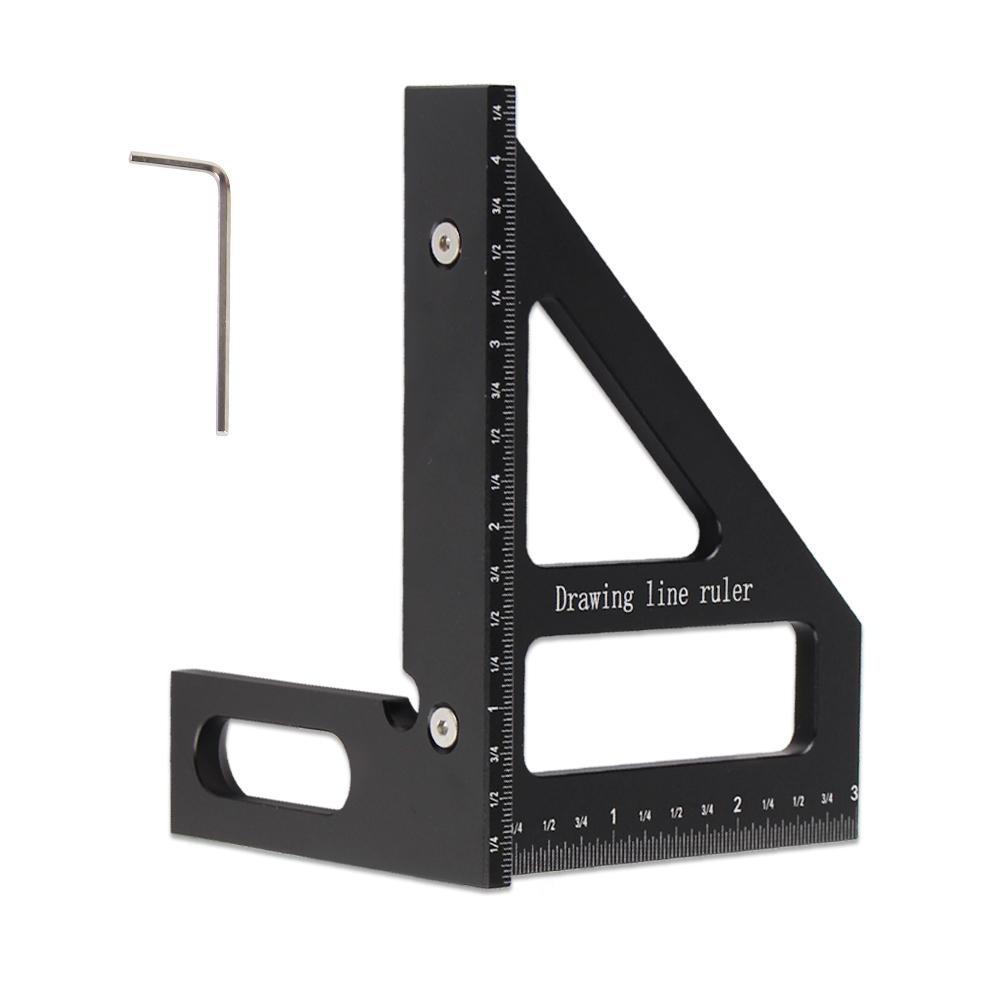 Линейка из алюминиевого сплава для резки под углом, транспортир для деревообработки, 45/90 градусов, 3D, многоугольная измерительная линейка