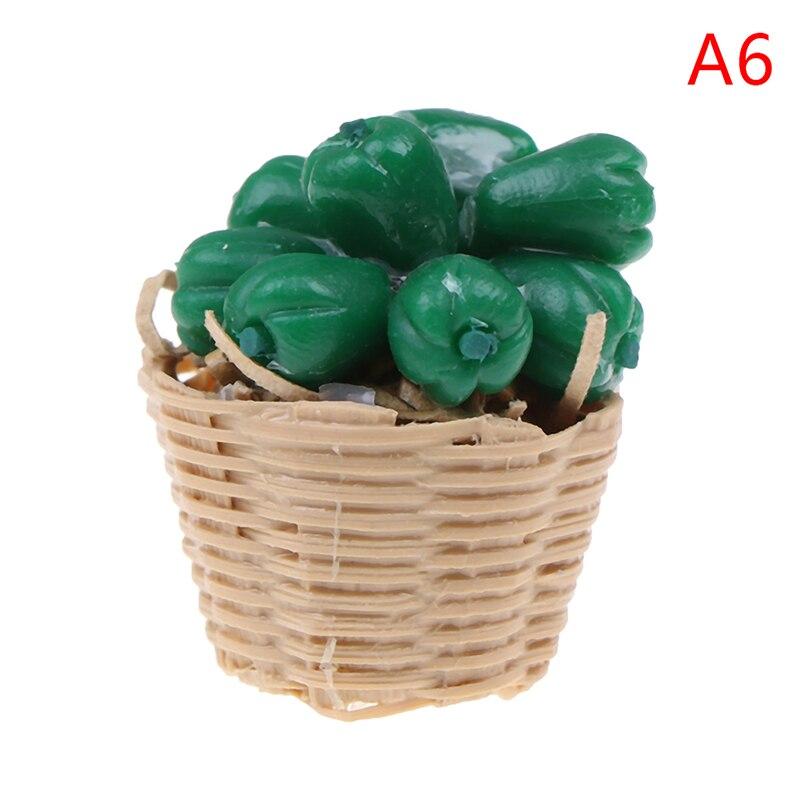 1:12 Mini Simulation Artificial Fruits and Vegetables Doll House Vegetable Bamboo Basket Miniature Accessories for Children