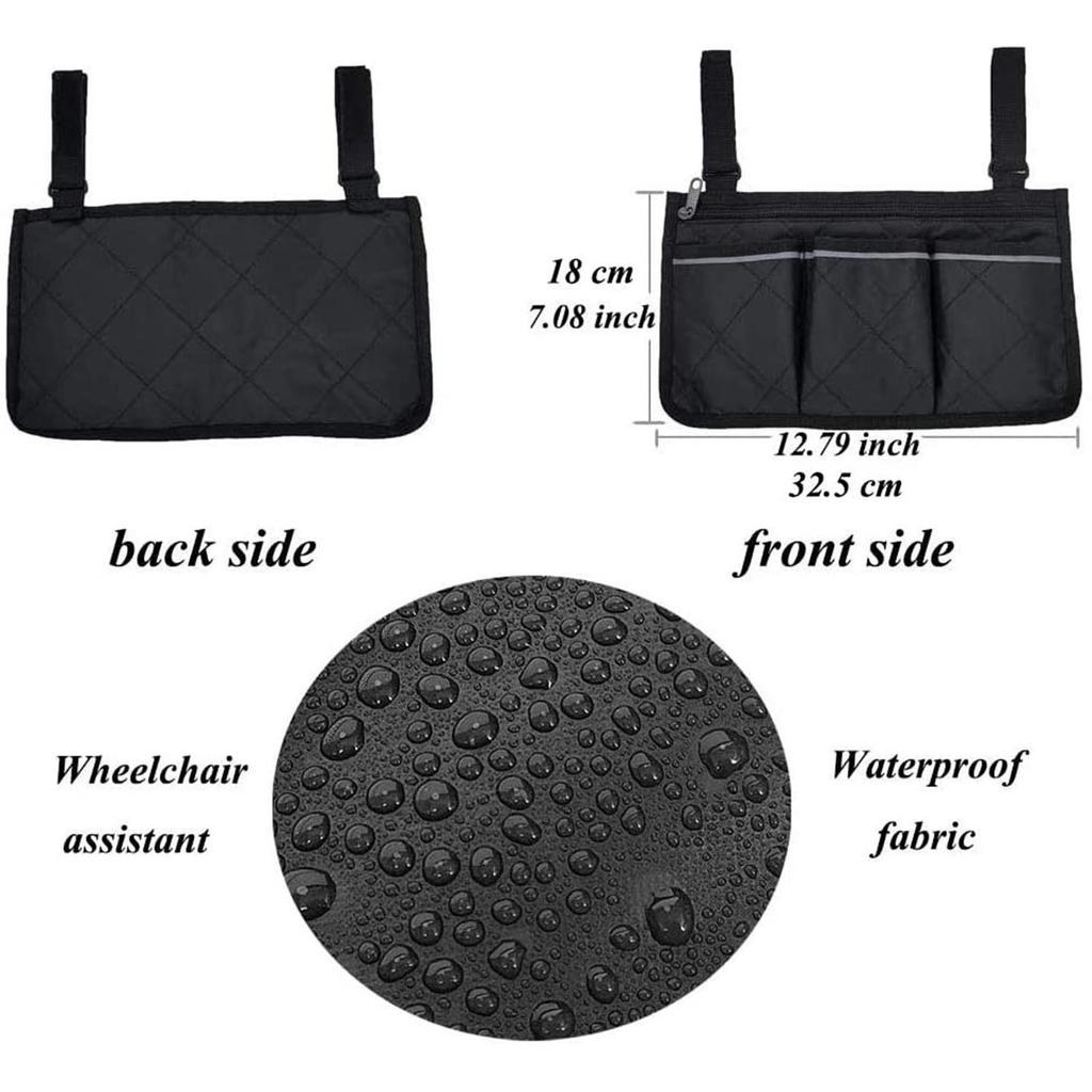 Wheelchair Side Bag Multifunctional Armrest Pouch Organizer Bag Phone Pocket