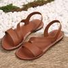 Большие размеры плоские сандалии женские летние новые однотонные круглые стремена для ног повседневная пляжная женская обувь