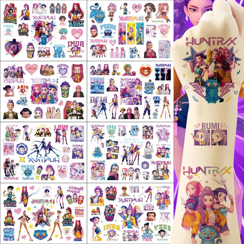 Kpop Охотники на ведьм Детский Мультяшный Тату Стикер Милый Цветная Девичья Группа Кос Переводная Наклейка