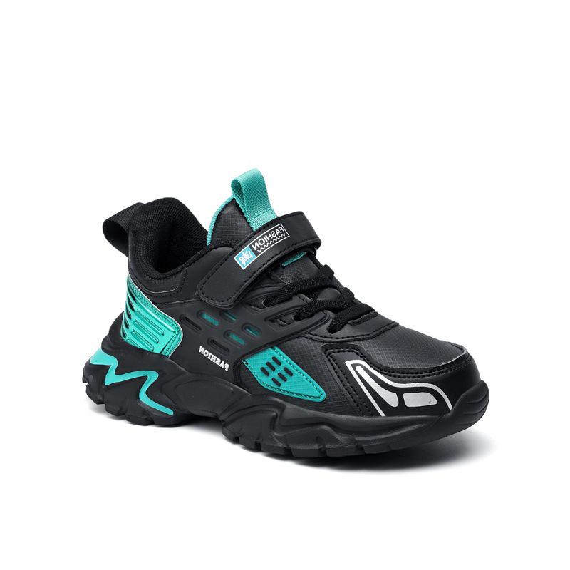 Kids' Waterproof Non-Slip Leather Sports Shoes with Magic Strap for Boys