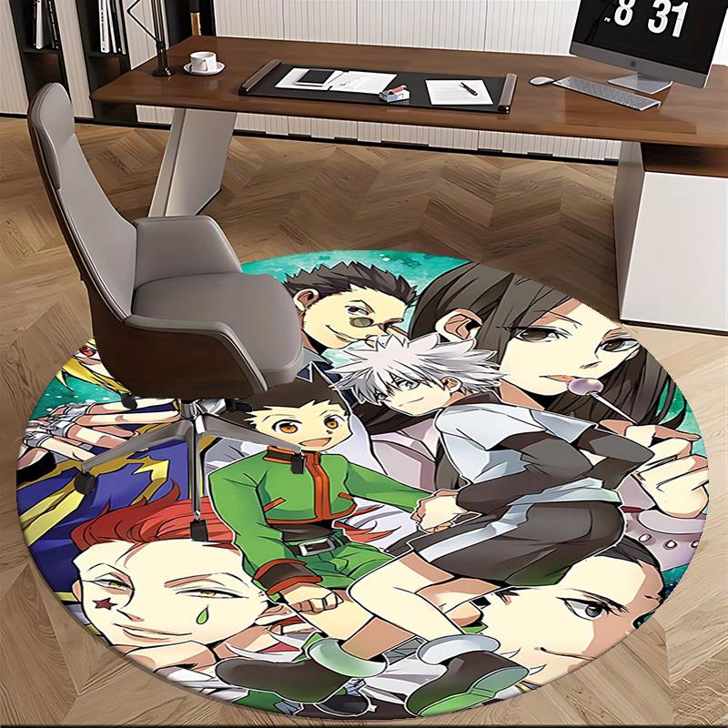 1 шт. Круглый ковер с персонажами аниме Hunter x Hunter - Коврик под офисное кресло, Нескользящий ковер для домашнего декора, Гостиной