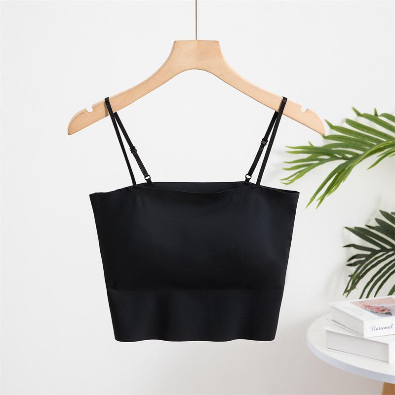 Seamless One-Shoulder Ice Silk Tube Top Camisole - Light Sports Style for Summer