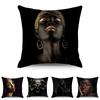 African Black Linen Printed Pillowcase Home Living Room Sofa Bedside Car Pillowcase