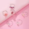 Hot Selling Fashion Cartoon Color Diamond Pearl Butterfly Flower Crescent Kids Ring Adjustable Joint Ring