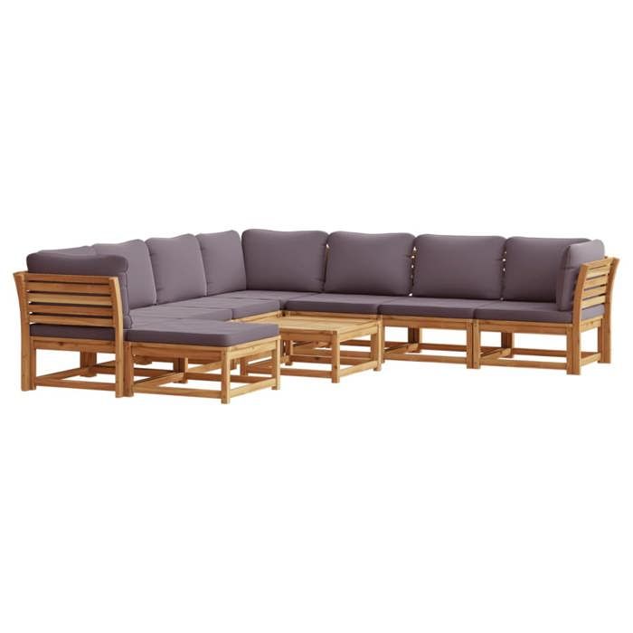 VidaXL Salon de Jardin avec Coussins 9 pcs, Canapés de Terrasse, Ensemble de Meubles de Patio, Mobilier d'Extérieur, Bois 3214321