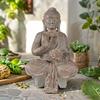 Статуя солнечного Будды, скульптура медитирующего Будды из смолы с лотосным светом, декор для дзен-сада, освещенная фигурка Будды для патио, двора, дома