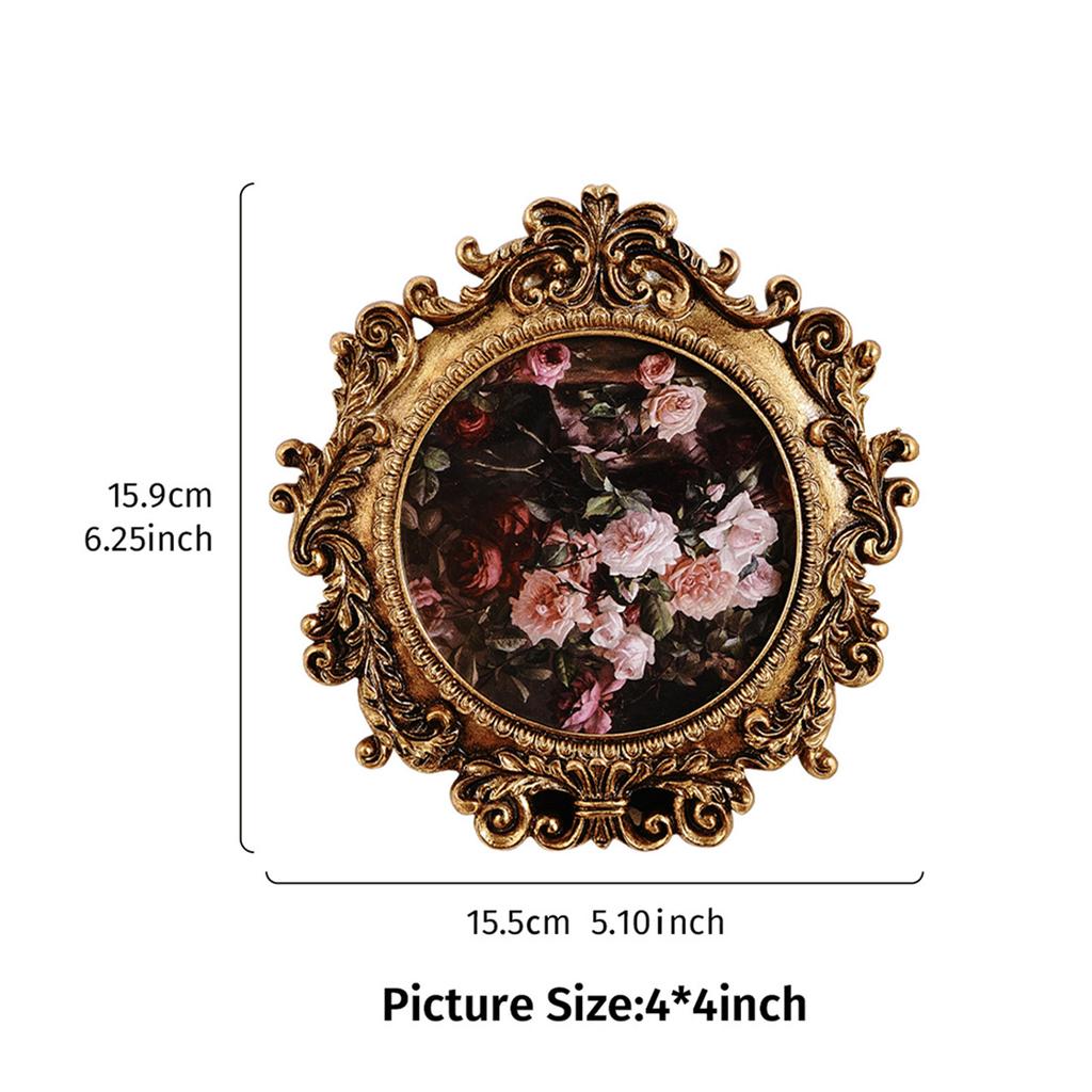 Винтажная круглая фоторамка из смолы с изысканным дизайном для настенного крепления или настольной экспозиции, домашний декор, подарок