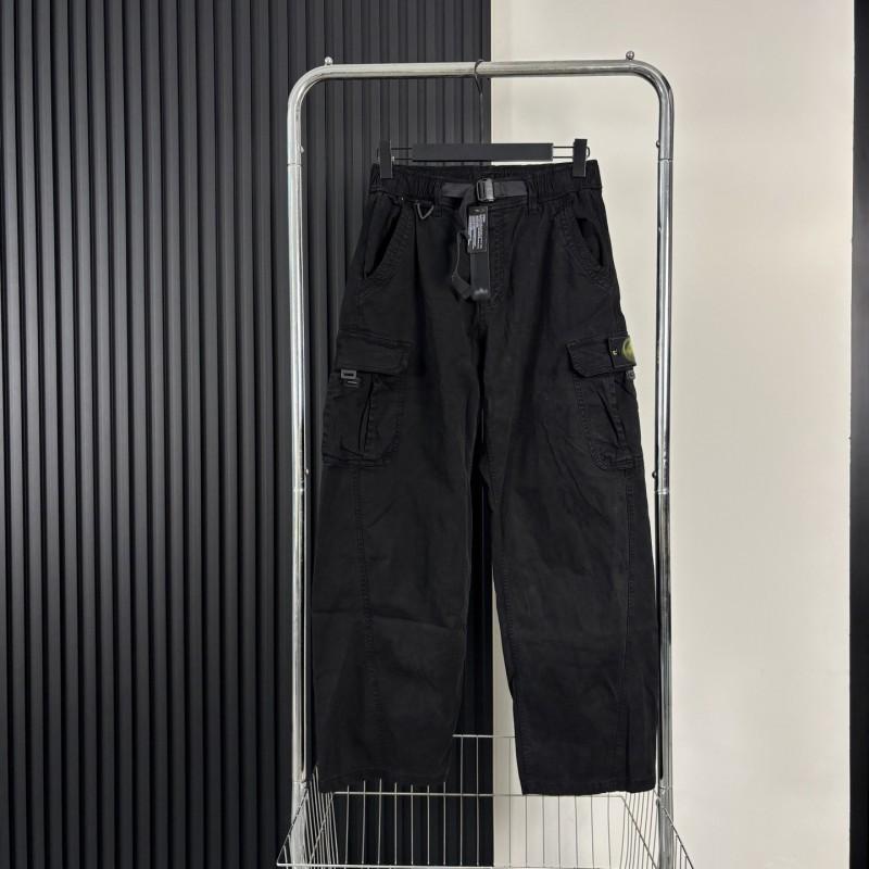 Stone Heavy Industry Washed Cotton Cargo Pants Men Vintage Straight Leg Multi-Pocket Casual Trousers