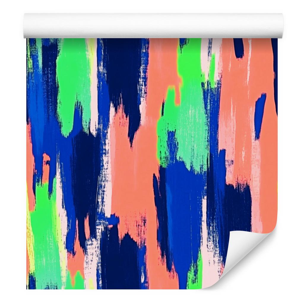 Wallpaper Brushstrokes Coral and Blue for Living Room and Bedroom 50x1000