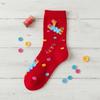 Cartoon Horse Red Socks Cotton Women Horse Tube Socks Breathable New Year Red Socks  Streetwear