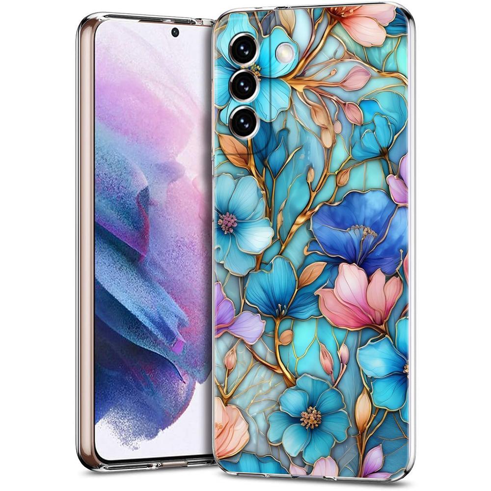 Прозрачный чехол-бампер для Samsung Galaxy S25 S24 S23 S22 S20 S21 FE Ultra S24 S23 S10 S10E Plus 5G Модный цветочный узор