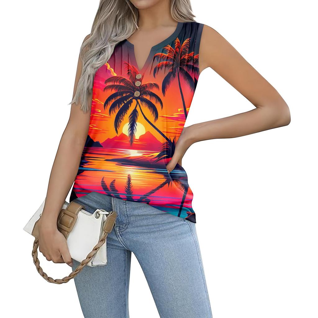 Women's Girl Tank Top Tropical Prints Casual Top Tank Tops For Women Loose Fit Sleeveless Tops Flowy