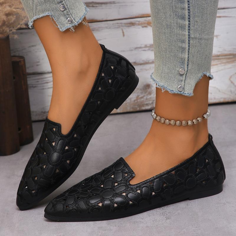 Женские однобортные туфли с острым носком и плоским дном, дышащие, с неглубоким носком