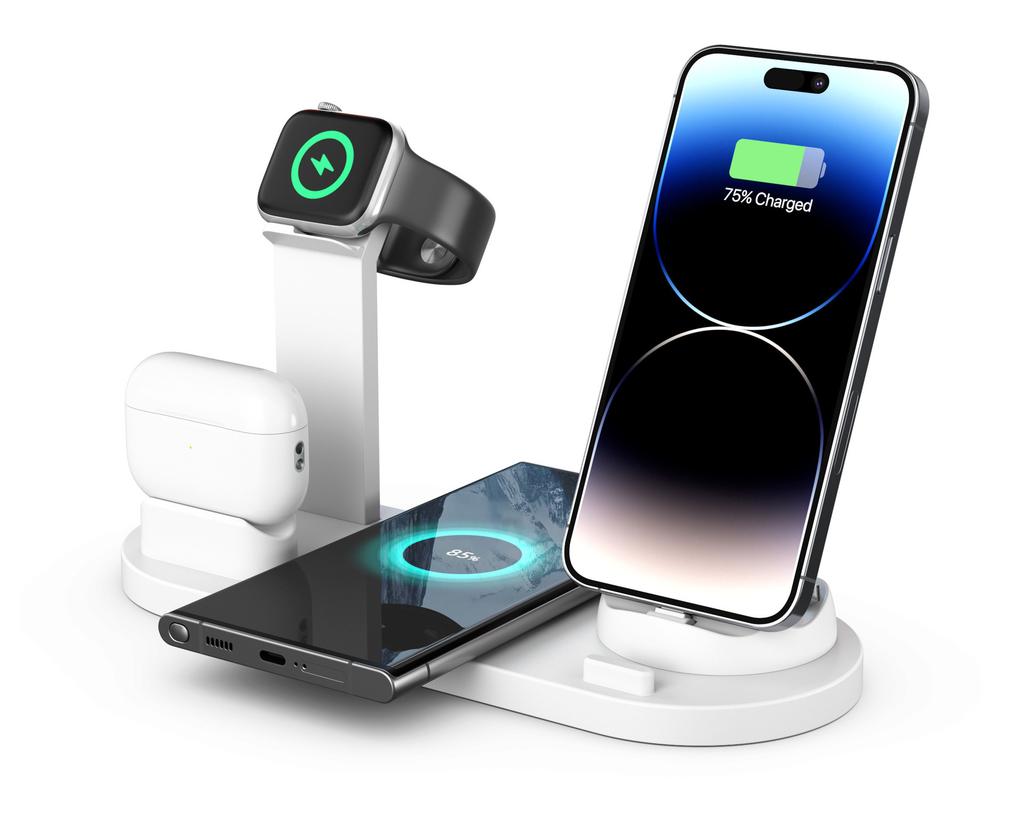 Portable 6-in-1 Magnetic /PD/QC3.0 Wireless Charging Station with Fast Charging ABS Material Eco-Friendly Fireproof Protection