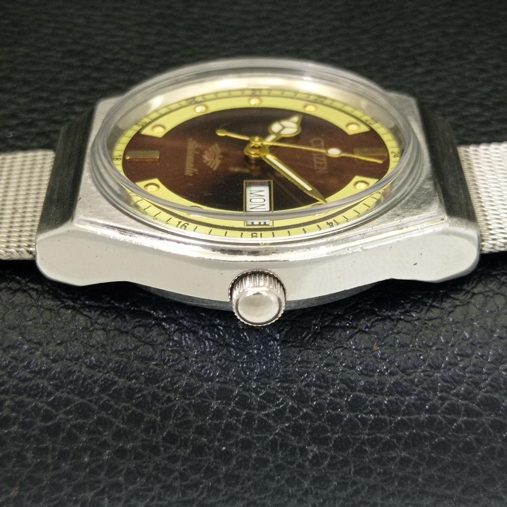 Citizen АВТОМАТИЧЕСКИЕ ВИНТАЖНЫЕ ЧАСЫ 8200 ЯПОНИЯ МУЖСКИЕ КОРИЧНЕВЫЙ ЦИФЕРБЛАТ a702135-5 R208-a702135