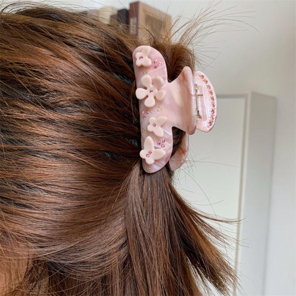 Flower Heart Series Hair Gripper Exquisite Hairpin Headwear Artistic Pink Shark Hair Claw Grasp Headdress Hair Accessories