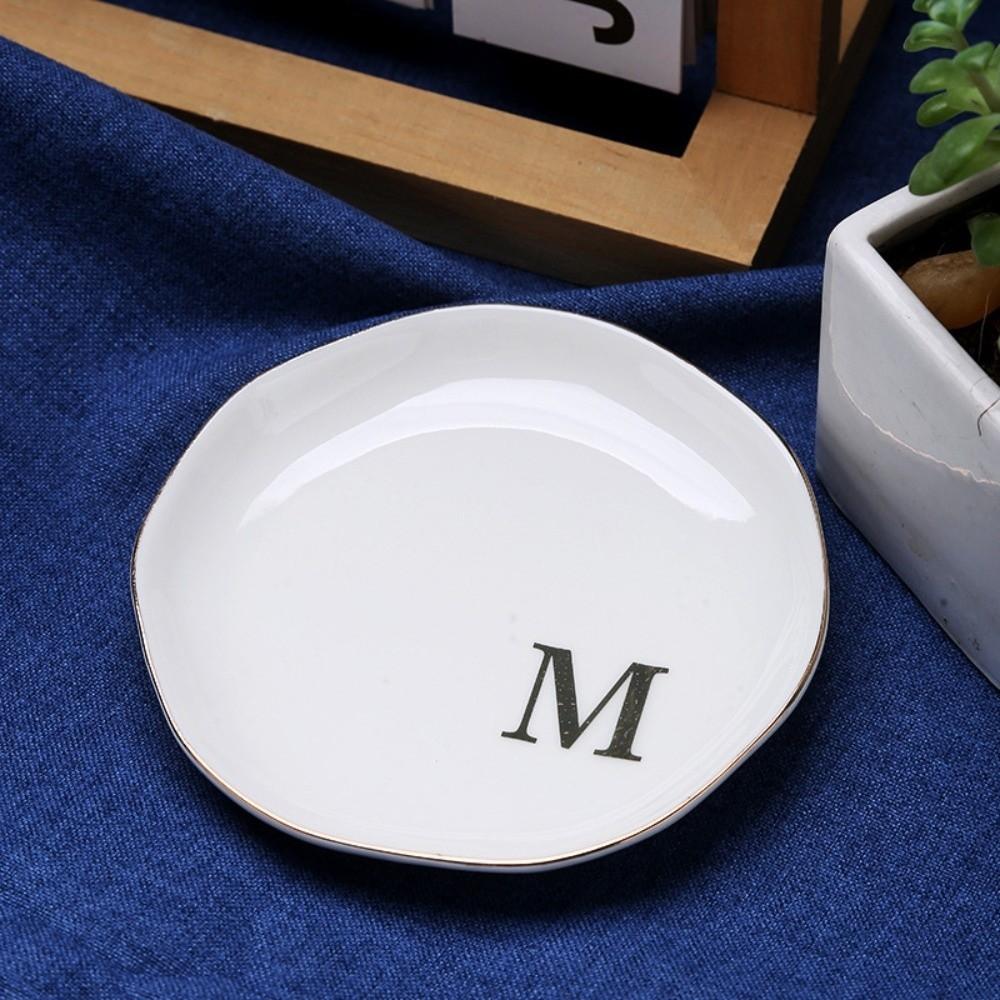 A-Z Monogram Letter Ring Dish White Decorative Ring Holder Plate Blogger's Recommendation