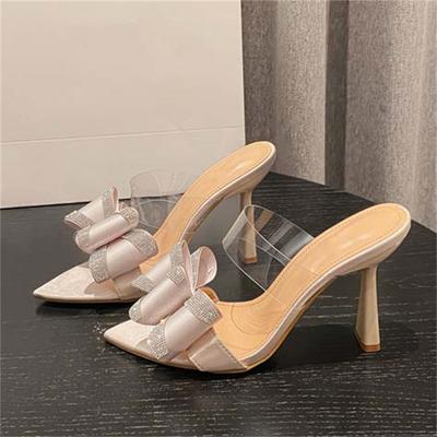 Eilyken Летние Прозрачные Шлепанцы на Ремешке Женские С Открытым Носком Шлепки Обувь Хрустальные Высокие Каблуки Вечеринка Платье Zapatos De Mujer