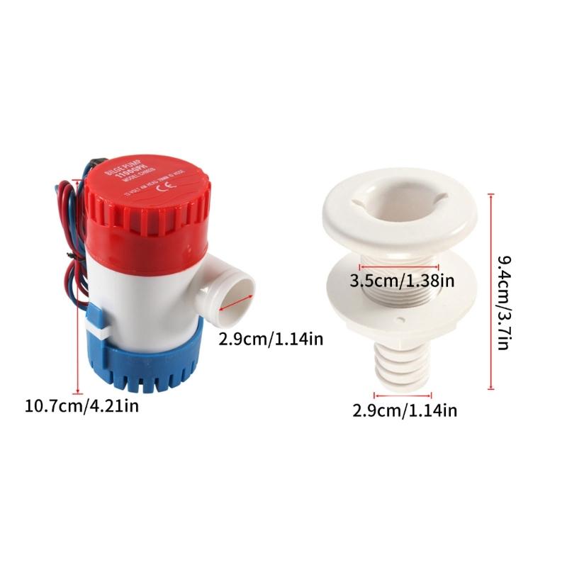 Мощный трюмный насос из ПВХ, 1100 галлонов в час с дренажным комплектом, хомуты для шлангов, фитинг через корпус для автодома, парусных лодок, яхт, водного транспорта