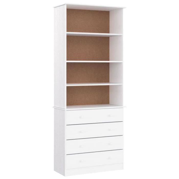VidaXL Bookcase Drawers ALTA White 77x35x186.5cm Solid Pine Wood 353954