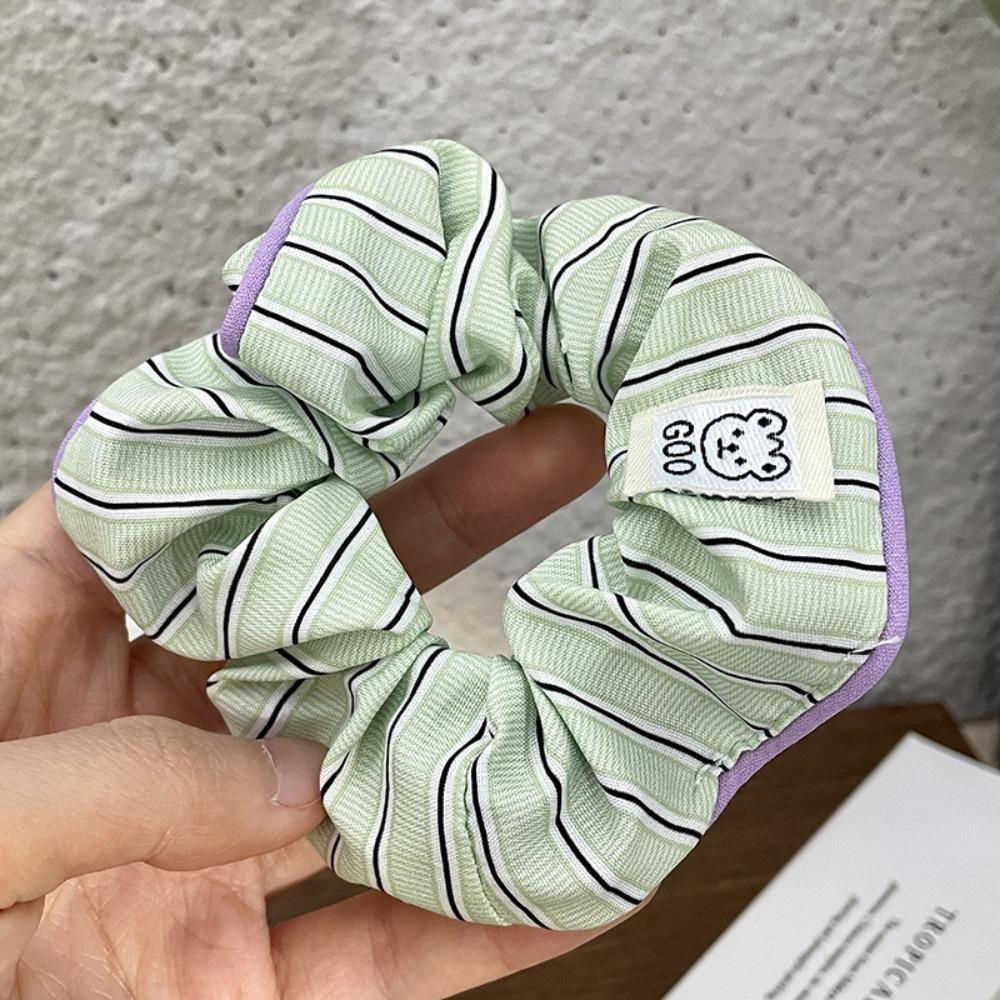 Candy Colors Stripe Hair Scrunchie Cream Striped Elastic Hair Bands  Hair Accessories