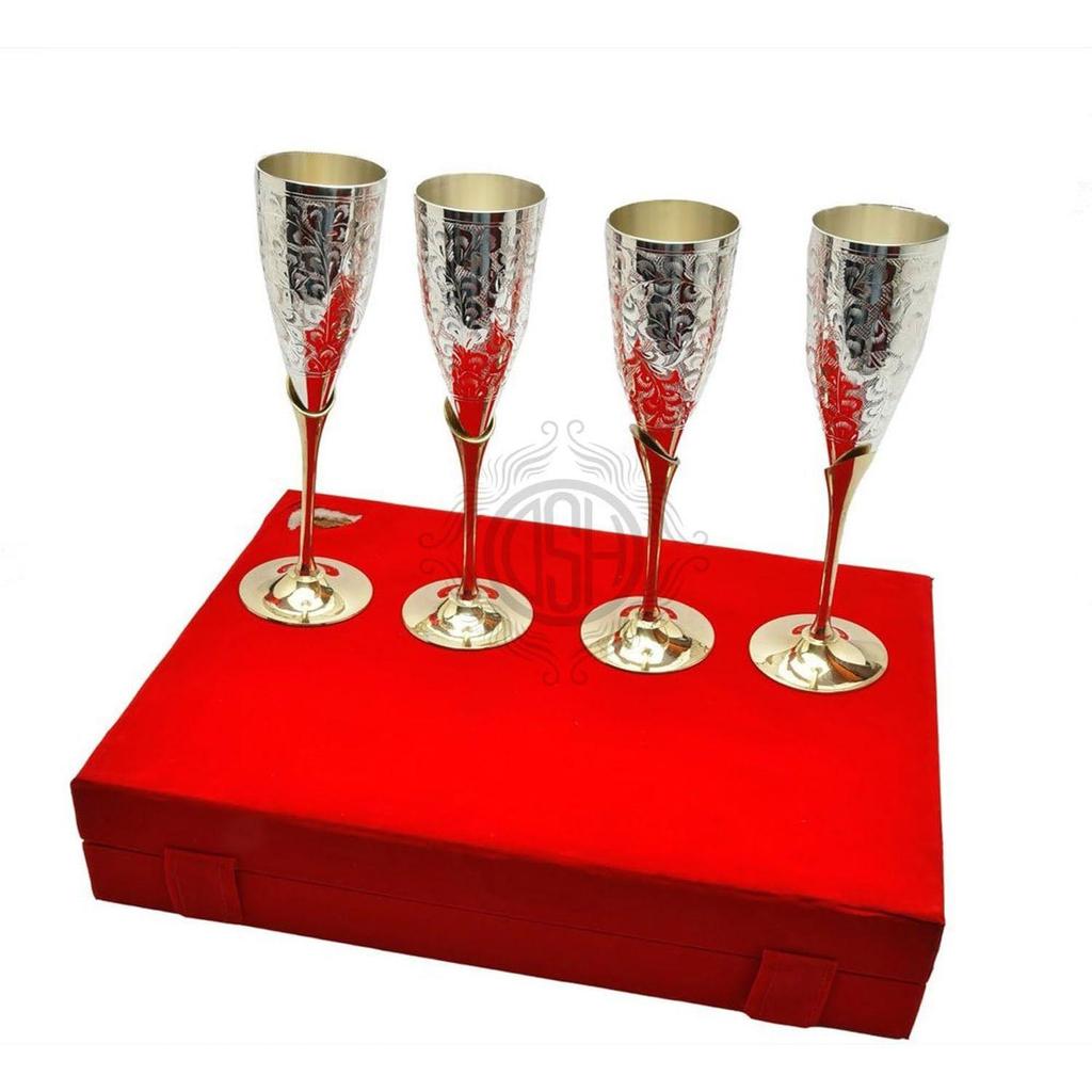 Посеребренный набор бокалов для вина из 4 штук, бокал для шампанского, дизайн флейты | Бокал-кубок, лучший для вечеринок, 200 мл