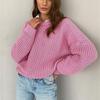 Autumn Winter Loose Lazy Wind Long Sleeve O Neck Sweater Women's Outer Wear Solid Color Pullover Knit Tops