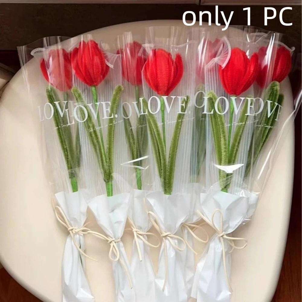 Handmade Sweet Flower Bouquet Graduation Gifts Artificial Tulip Flower Tulip Twisting Rod Birthday