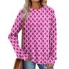 Women's Winter Color-Block Printed Lightweight Brushed-Cotton Round Neck Top