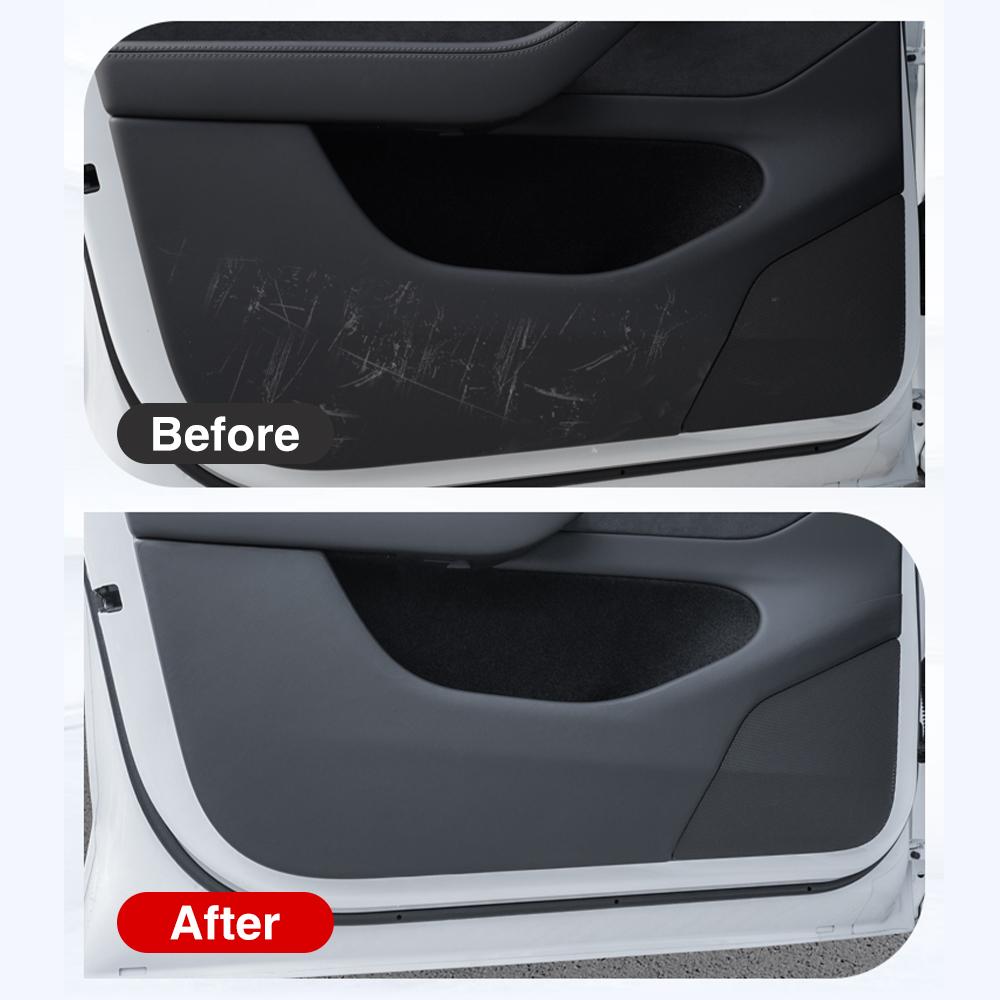 Heenvn Car Door Anti-Kick Pad For Tesla Model Y Juniper Model 3 Highland 2025 2026 Leather Sticker Trim Kit Side Door Protector