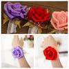 Корсаж на запястье невесты, свадебный браслет с розами, шелковые цветы, лента