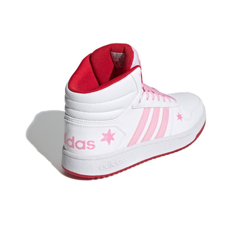 adidas Кеды Neo Hoops 2.0 Mid Fashion Нескользящие Прочные Высокие Кроссовки Женские Кроссовки Белые Розовые FW8031