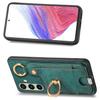 For Samsung Galaxy S25 Retro Leather Phone Back Cover with Card Slots and Ring Holder