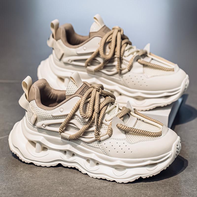 Летние новые мужские кроссовки на толстой подошве, увеличивающие рост, трендовые студенческие сетчатые повседневные спортивные кроссовки, универсальная живая мужская обувь