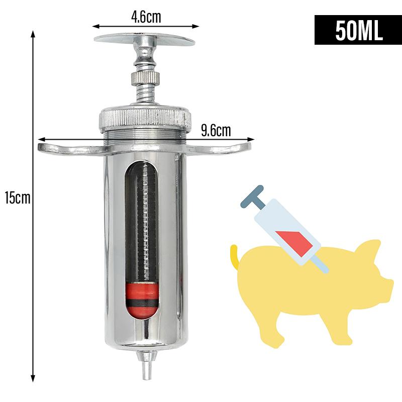 20 мл 50 мл Ветеринарные шприцы Металлический инъектор для свиней, крупного рогатого скота, овец с иглами Ветеринарные инструменты для животных Инструмент для кормления лекарствами для скота
