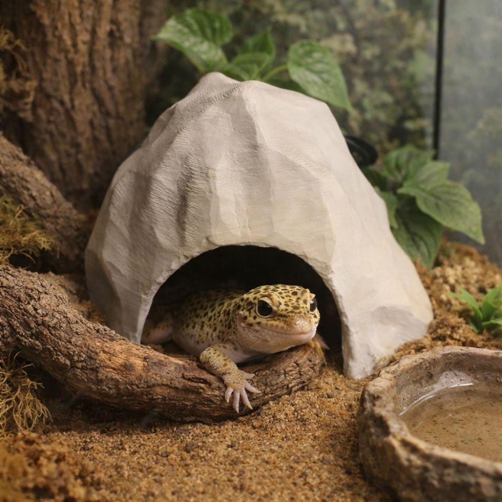 Stable Reptile Habitat Realistic Hidden Cave Shelter for Lizards Turtles