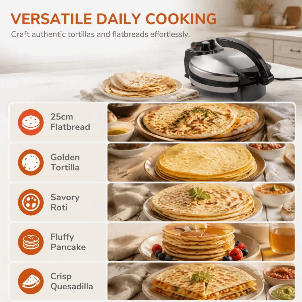 Non Stick Surface Electric Tortilla Maker Adjustable Temperature Chapati Machine Restaurant