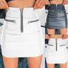 PU Leather Skirt Zippers Bodycon Slim Mini Skirt COOL Girls Club Dress Femme Jupe