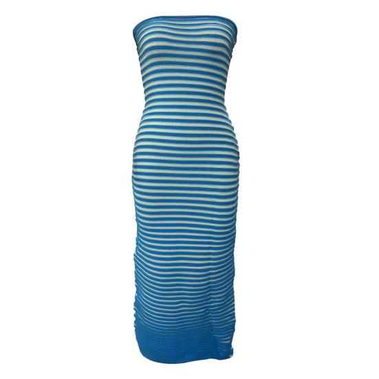 Женское летнее облегающее платье макси-труба в рубчик без бретелек выходное вечернее платье в полоску без рукавов трикотажное длинное платье