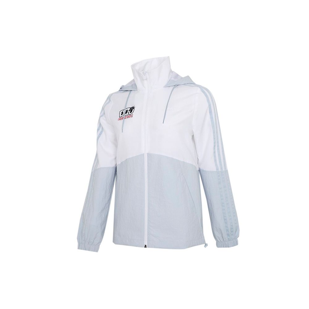 Adidas Neo Training Windbreaker Jacket With Hood And Print Women Jacket White Blue GP5423