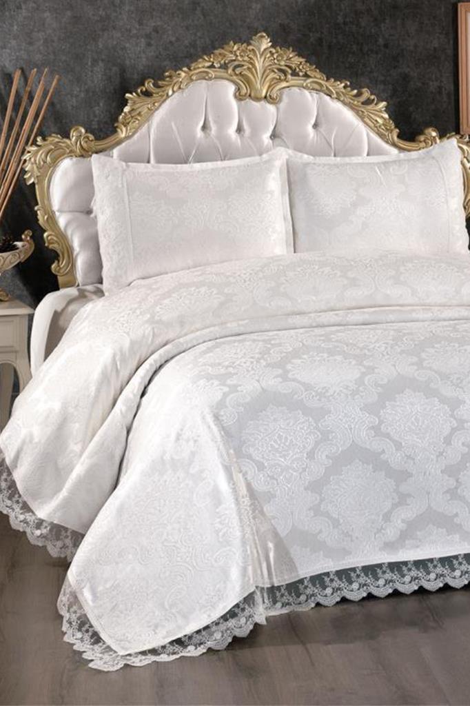 Elani New Season Special Edition Набор пододеяльников из синели 3 шт. Покрывало 250x250 Наволочка 50x70 2 шт. Хлопково-атласная ткань с французским кружевом