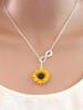 1Pc Infinity Shape Sunflower Pendant Necklace Adjustable Silvery Chain Charm Jewelry For Women
