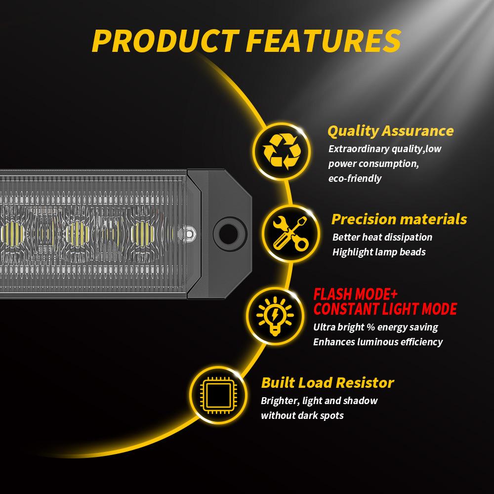 Грузовик 12В/24В 6SMD Светодиодный сигнальный свет – Постоянная решетчатая световая панель с янтарными/желтыми/красными/синими сигнальными огнями (АБС, для фар автомобиля)