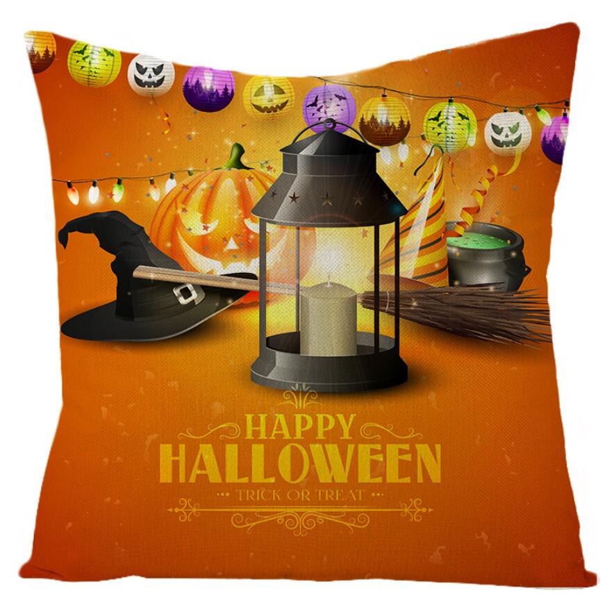 Halloween Night Castle Pumpkin Lantern Series Pillow Case Linen Home Decor Fabric Sofa Pillowcase Comfortable Car Cushion Cover