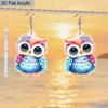 2D Flat Cute Acrylic Owl Earrings - Dangle Cartoon Owl Jewelry for Women Lovers Gifts