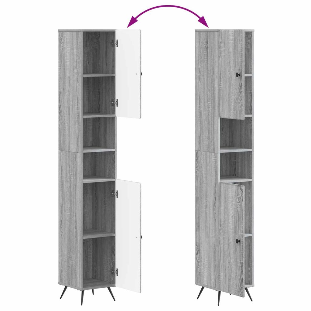 3 Piece Bathroom Cabinet Set BREDA Sonoma Grey