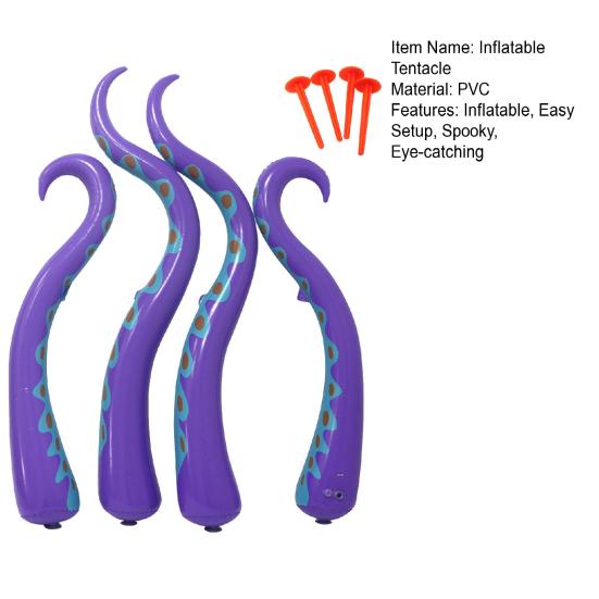 4 шт. Надувные щупальца осьминога на Хэллоуин, огромные надувные фиолетовые ноги осьминога, уличные украшения для двора, сада, газона